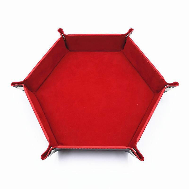 18Colors Foldable Dice Tray PU Leather Flannel Hexagonal Dice Rolling Plate Table Game Office Sundries Key Portable Storage Box