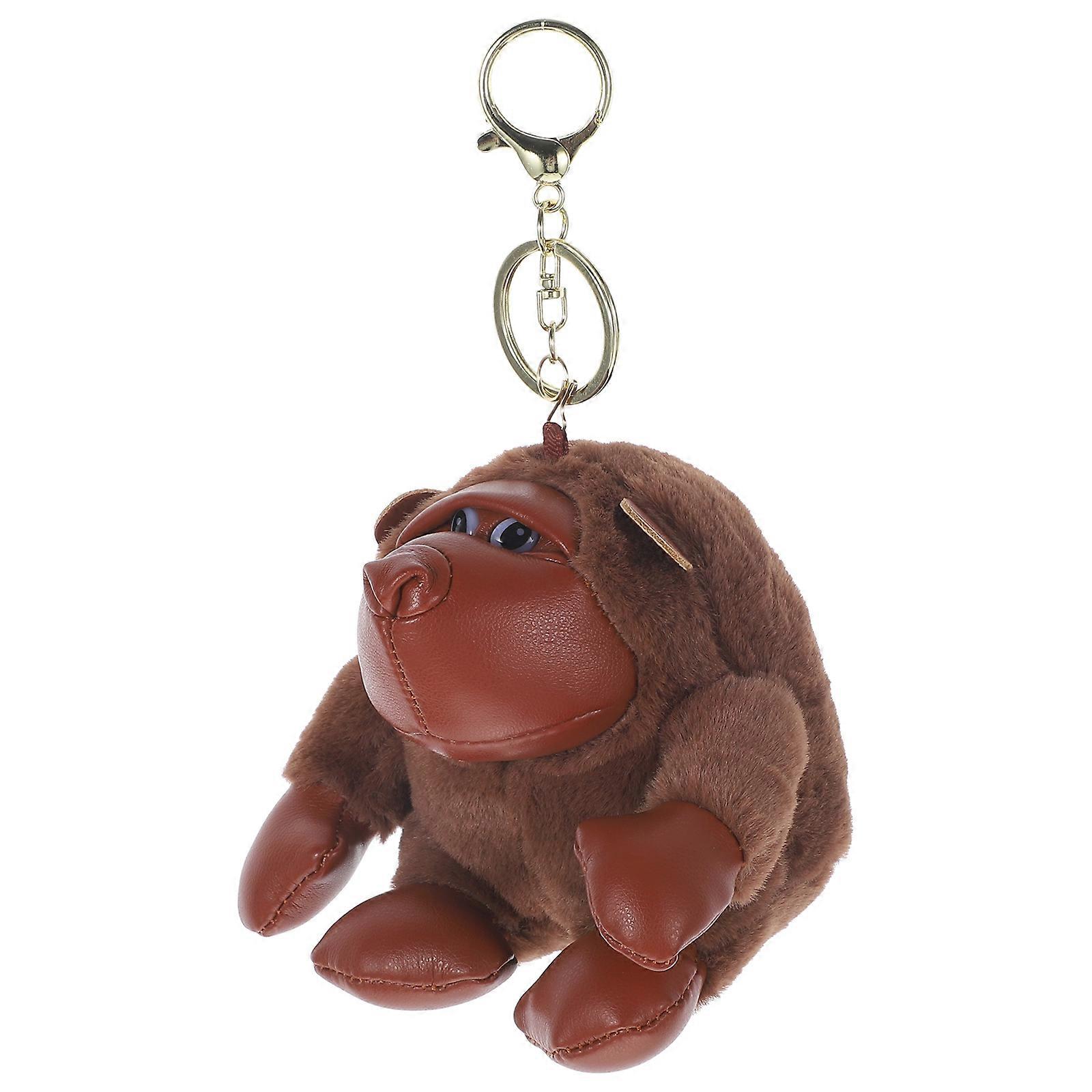 Plush Keychain Gorilla Pendant for Hanging Keys 3Pcs Brown Dolls