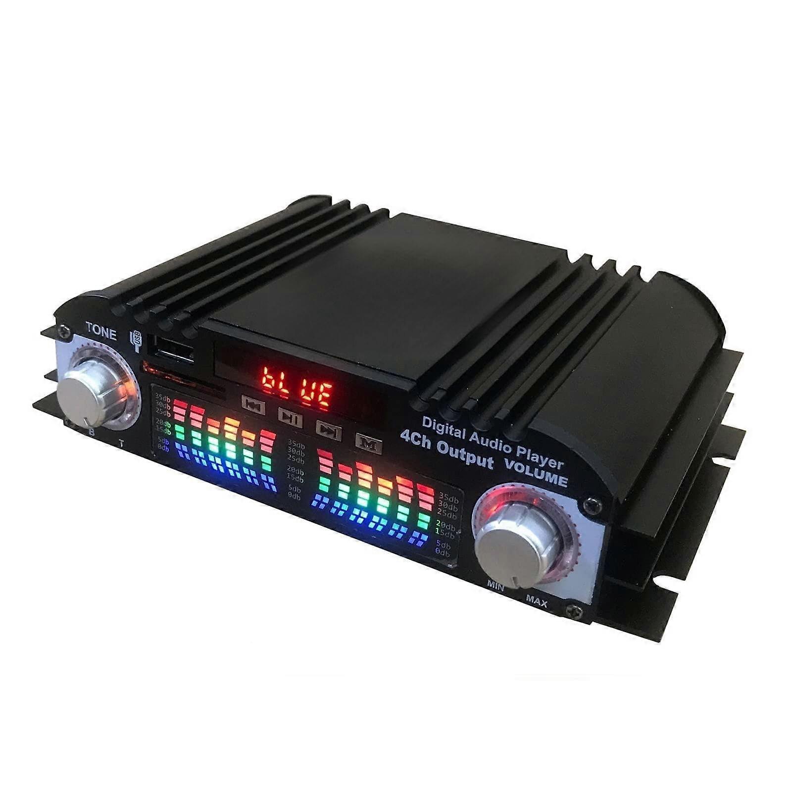 Amplifier 4Channel Car and Home Audio Amplifier With Powered Subwoofer, FM, USB Playback