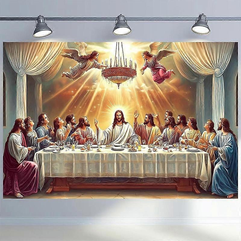1pc 2D Flat 100% Polyester Last Supper Background Cloth Durable Lightweight Easy to Hang Reusable for Family Party Use No Electricity Needed