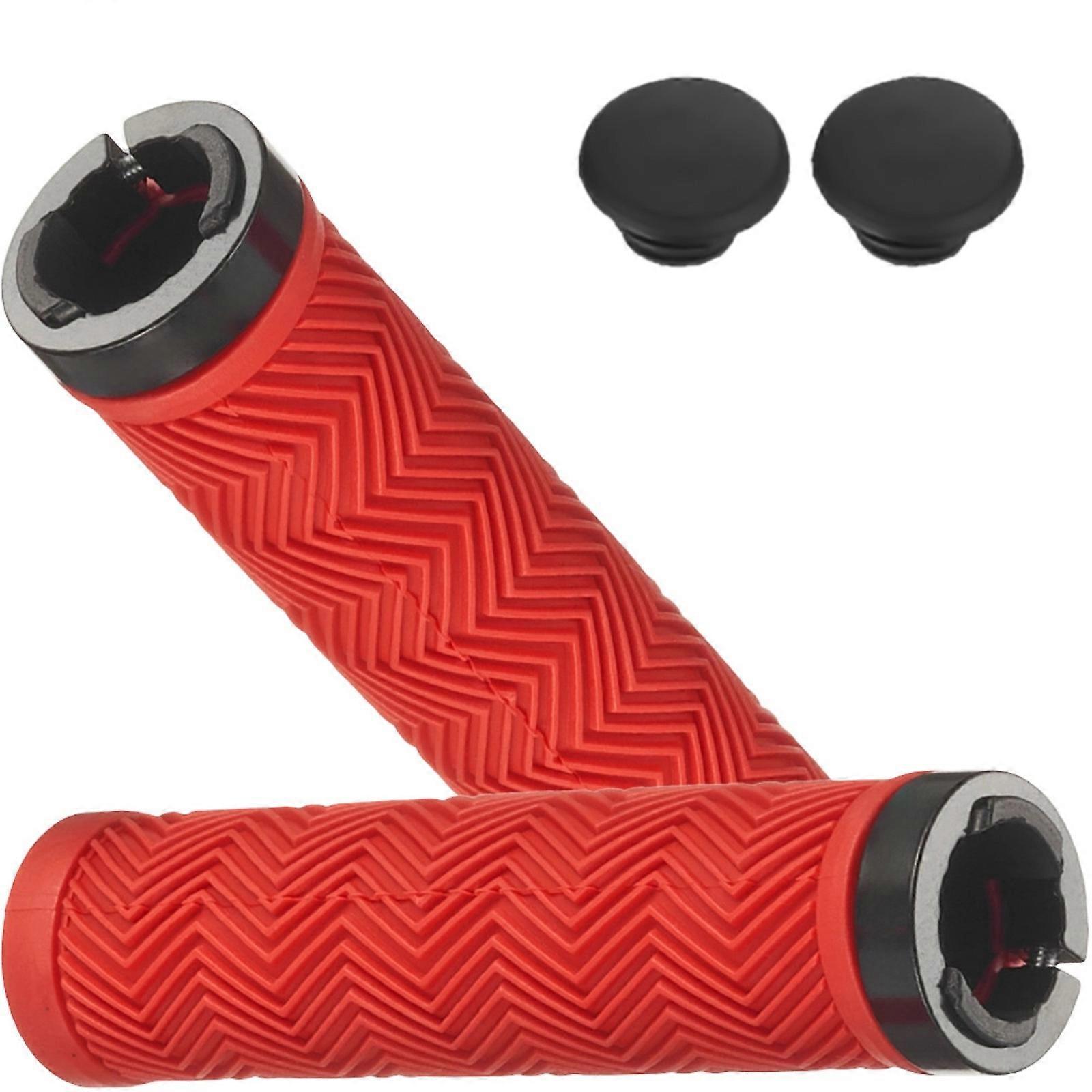 Breathable Bicycles Grip Bikes Handlebar Grip for 22.2mm Bicycles, Locking Mechanism Ergonomic Nonslip Handlebars Grip  Red