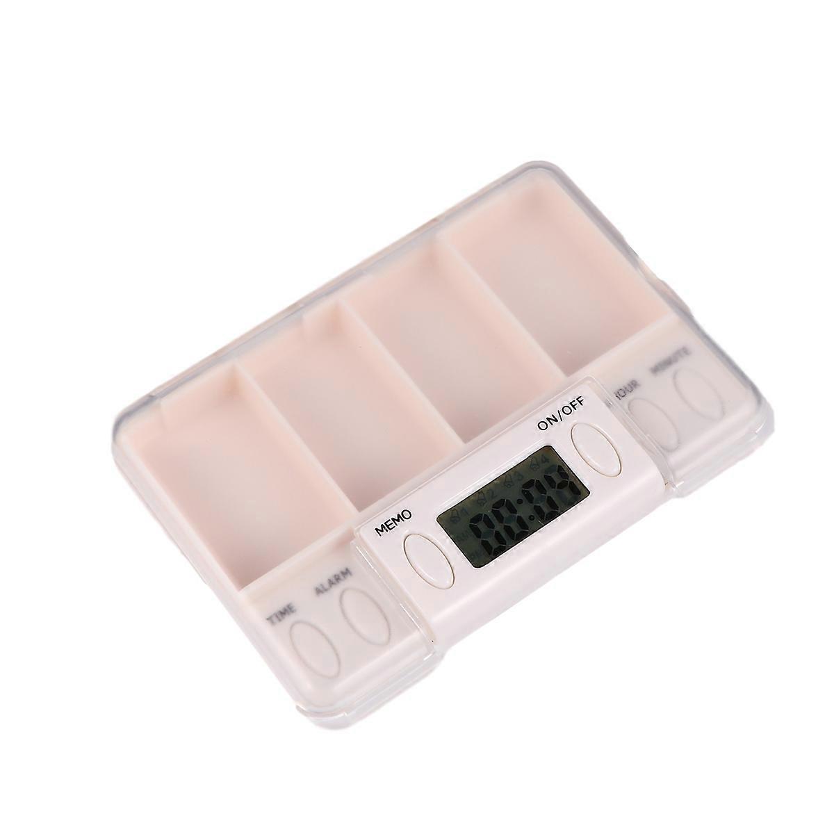 Electronic Pill Box for Medicine Reminder 2Pcs White Storage Case