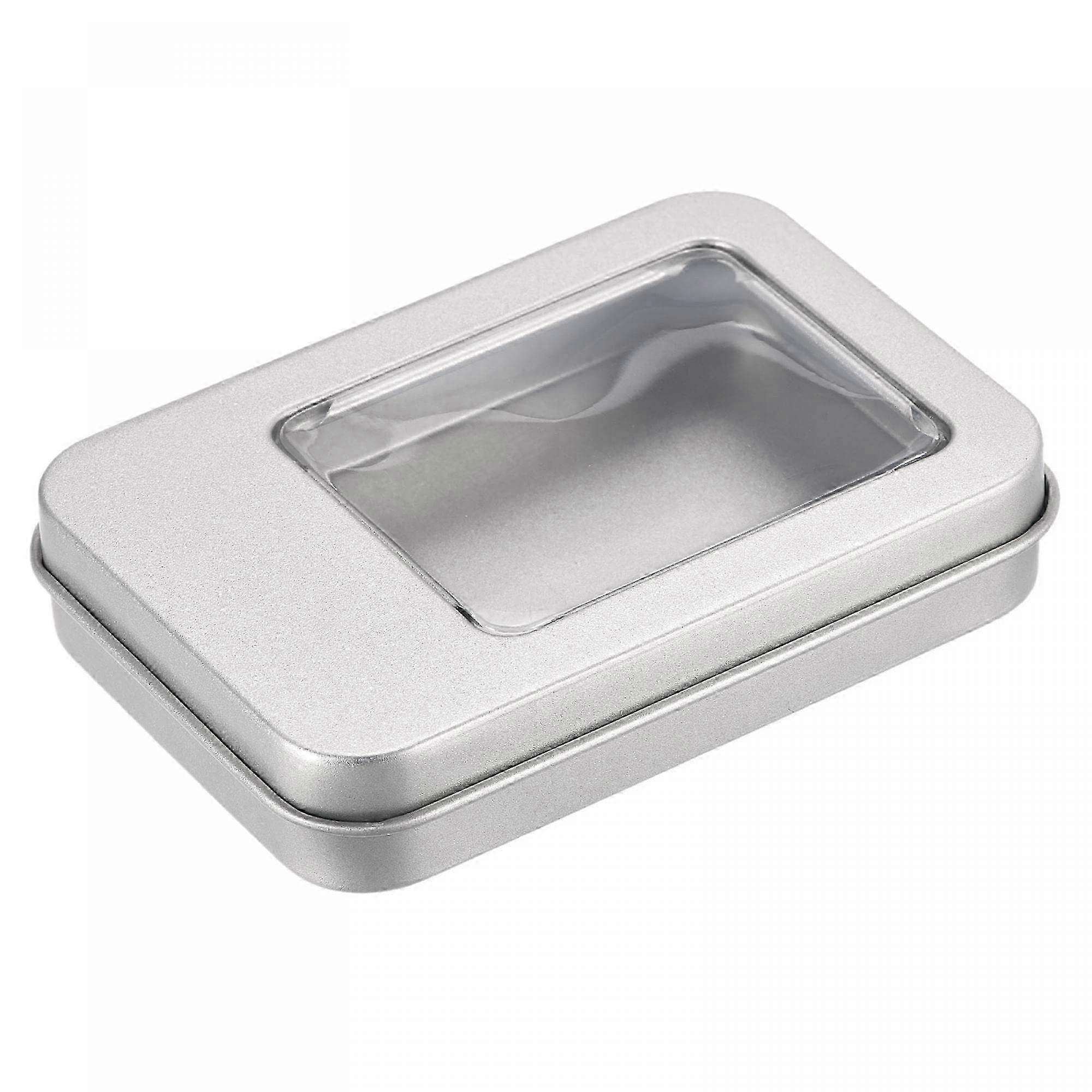 26-27 Two - pack 3.43x2.36x0.71 inches Rectangular Tin Boxes with Transparent Lids