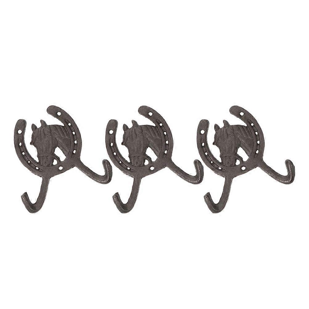 3 Pcs Horseshoe Shape Iron Art Hanging Hooks Practical Organizer