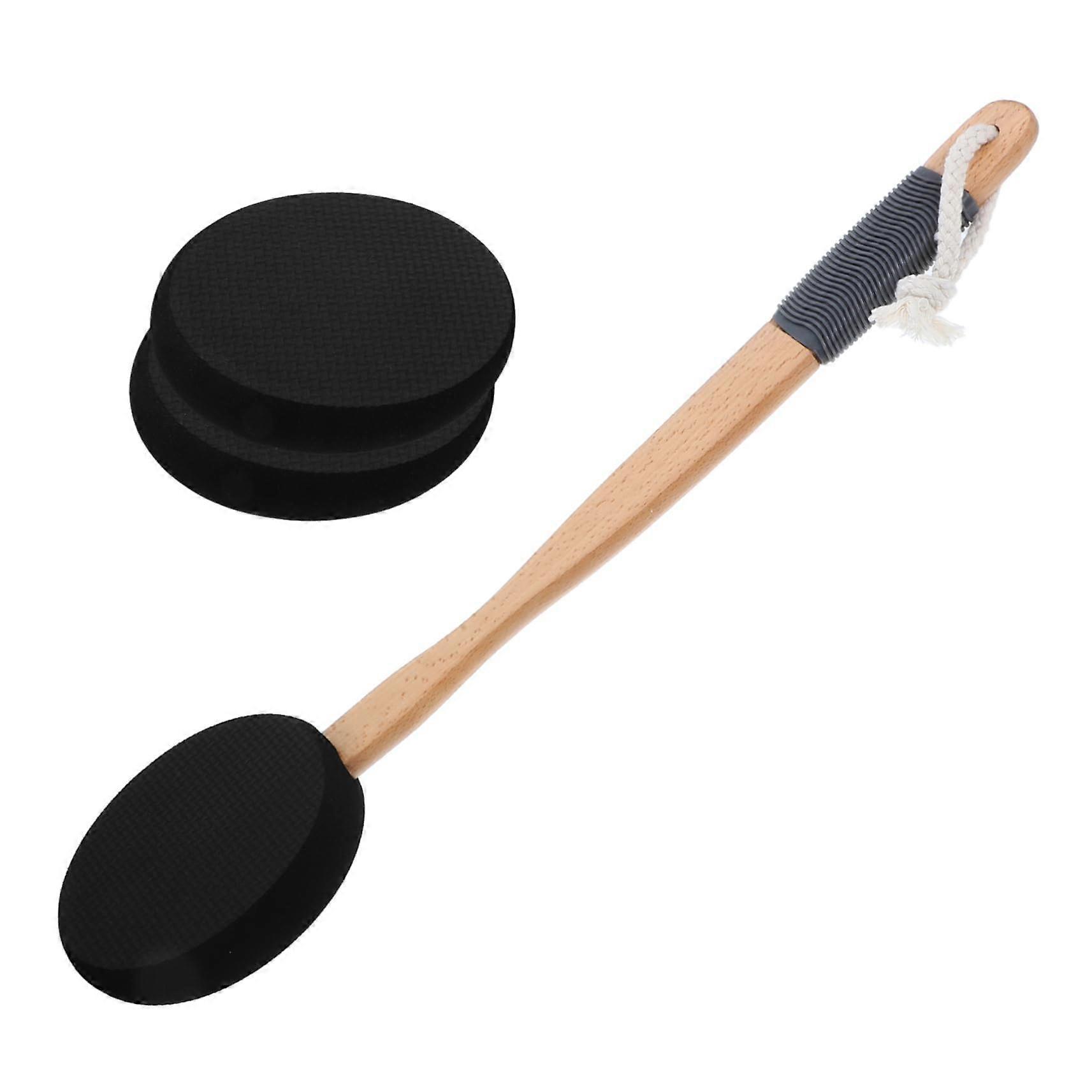 Shower Brush and Long Handle Back Scrubber with Replaceable Heads for Gentle Full Body Exfoliation