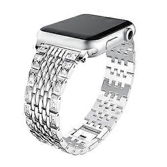 Double Row Rhinestone Decorative Watchband Metal Smart Watch Strap for Apple Watch Ultra 3 2 1 49mm/