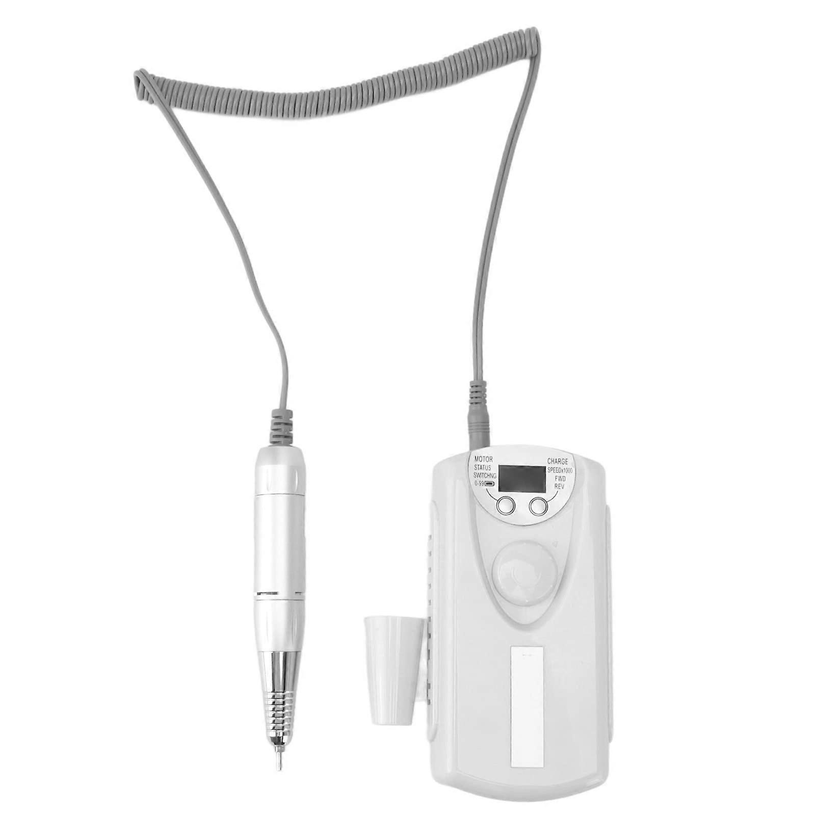 Electric Nail Drill with LCD Adjustable Speed, Ergonomic Grip, 100240V US Plug White for Salon