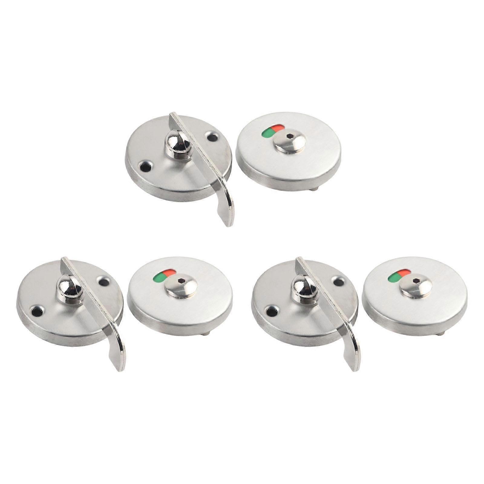 Bathroom Door Lock with Occupied Vacant Indicator, Stainless Steel, Easy Installation, 3 Pack