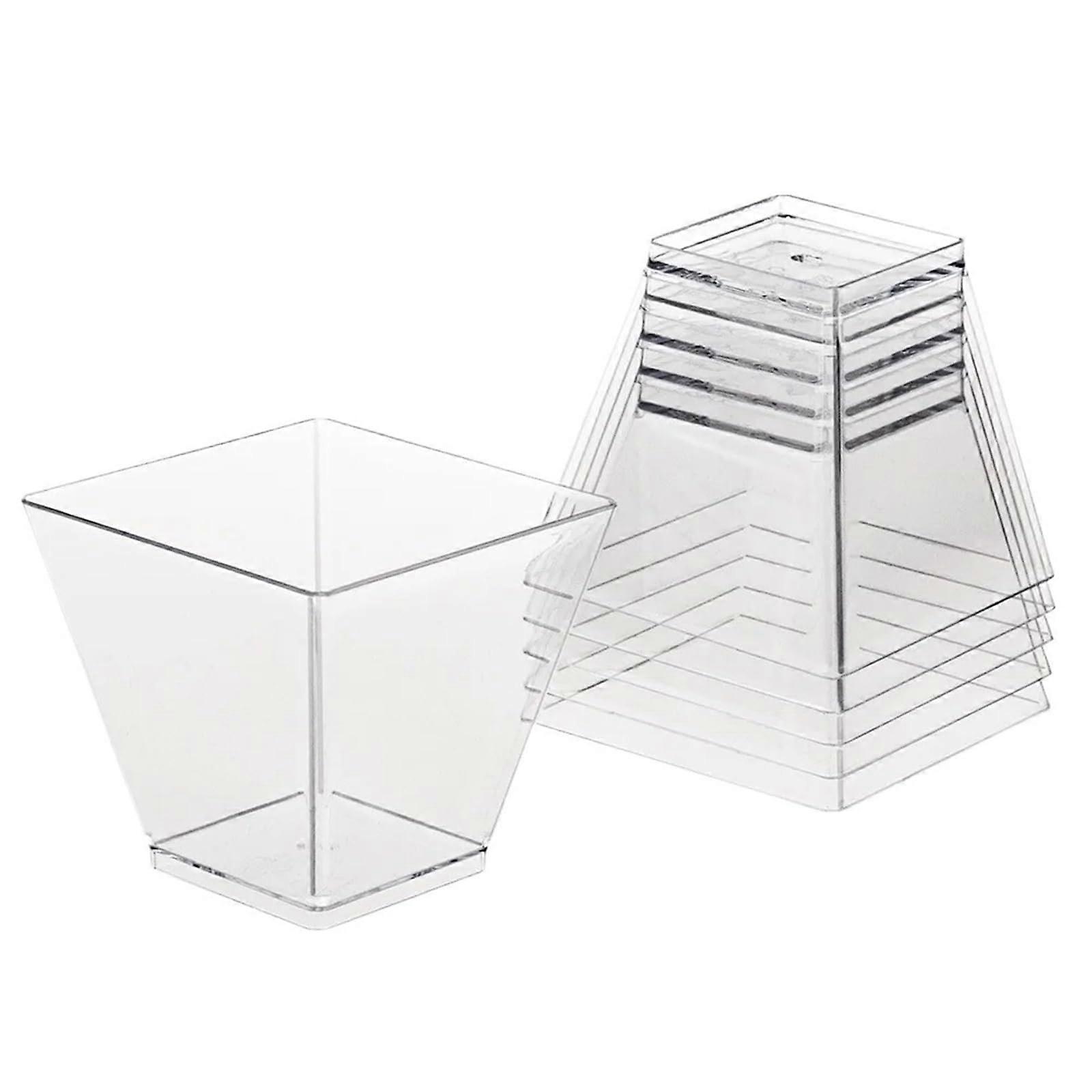 Disposable Dessert Cups 50pcs Clear Plastic Mousse Pudding Jelly Yogurt Stackable with Lids