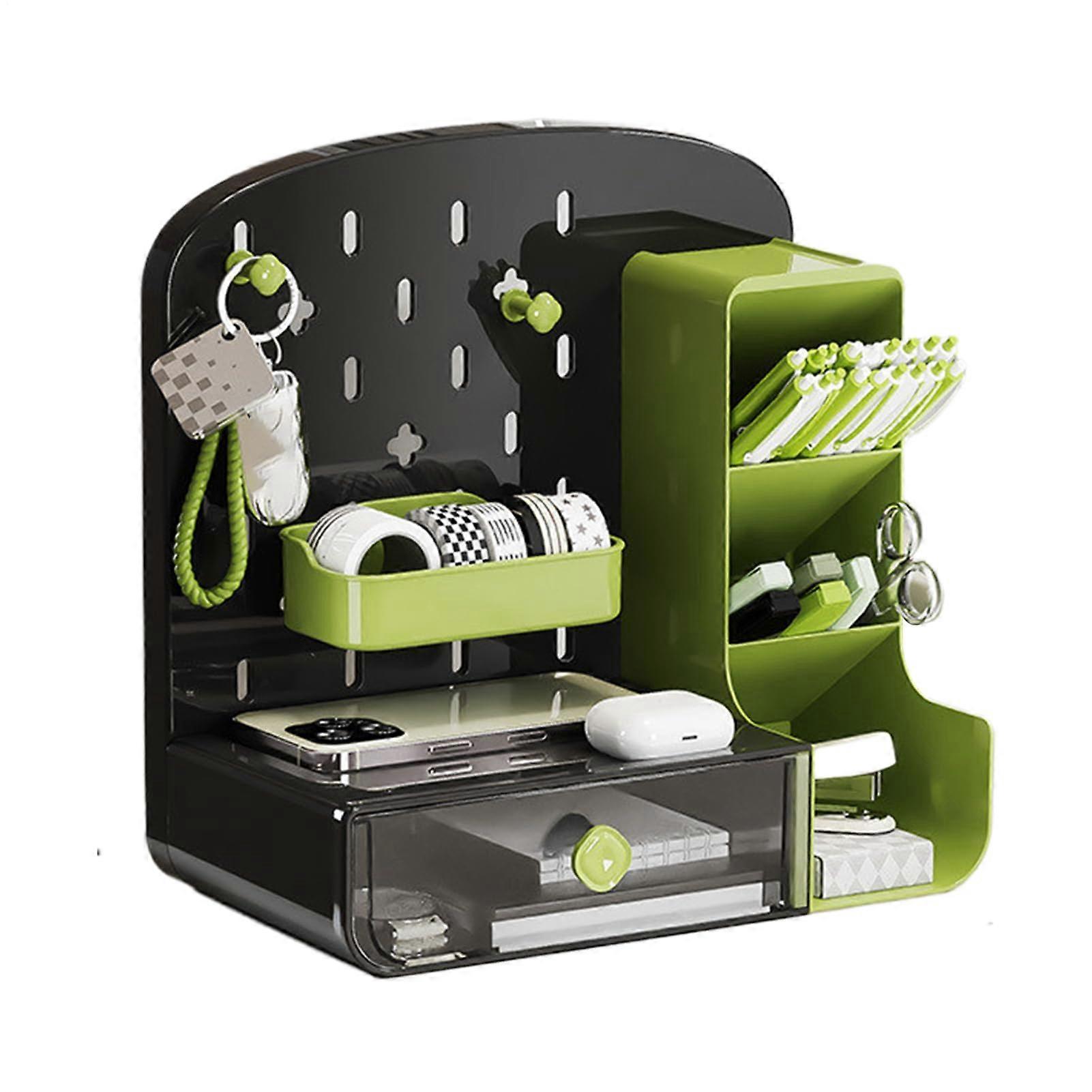 Pegboard Desk Organizer with NoDrill Display Stand for Maximized Desktop Storage Space Green
