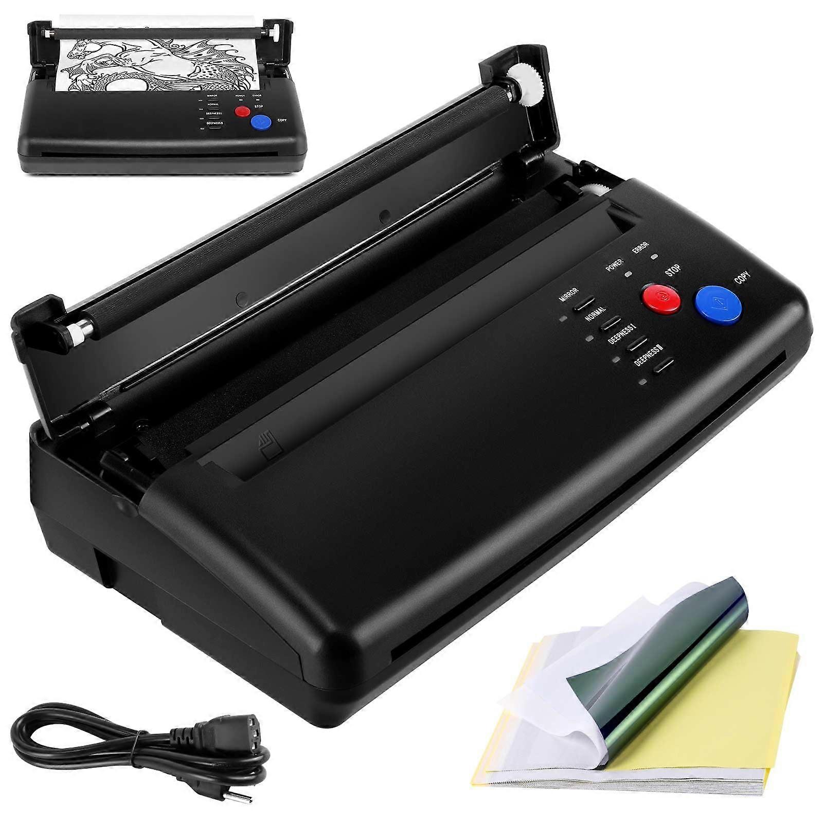 Tattoo Stencil Printer Thermal Tattoo Copier with 20 Transfer Papers for Clear Precise Output, Black