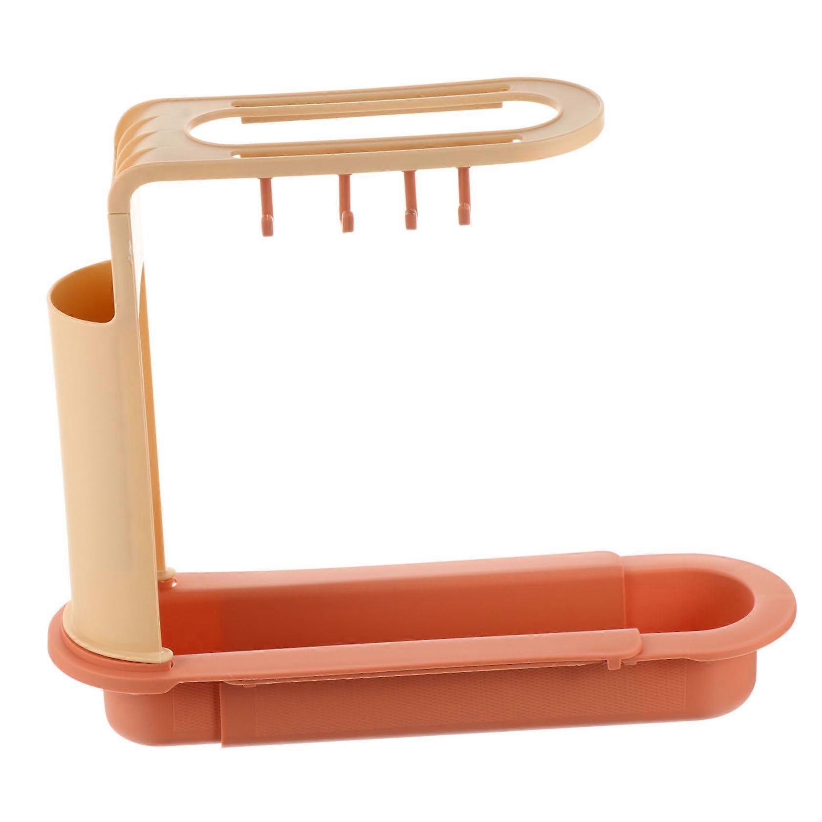 Adjustable Pink Kitchen Organizer Rack Dish Drying Shelf with Utensil Holder and Drip Tray