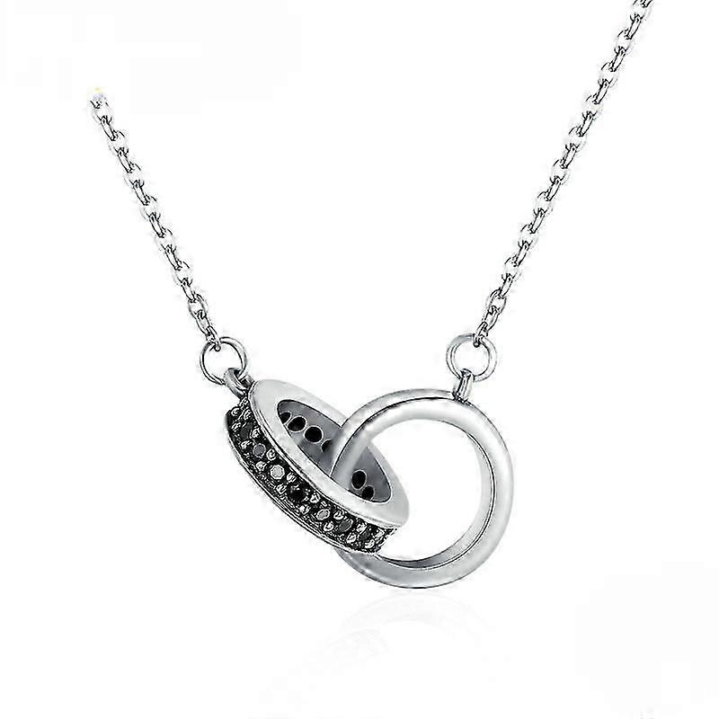 Genuine 925 Sterling Silver Round Round Black Necklace
