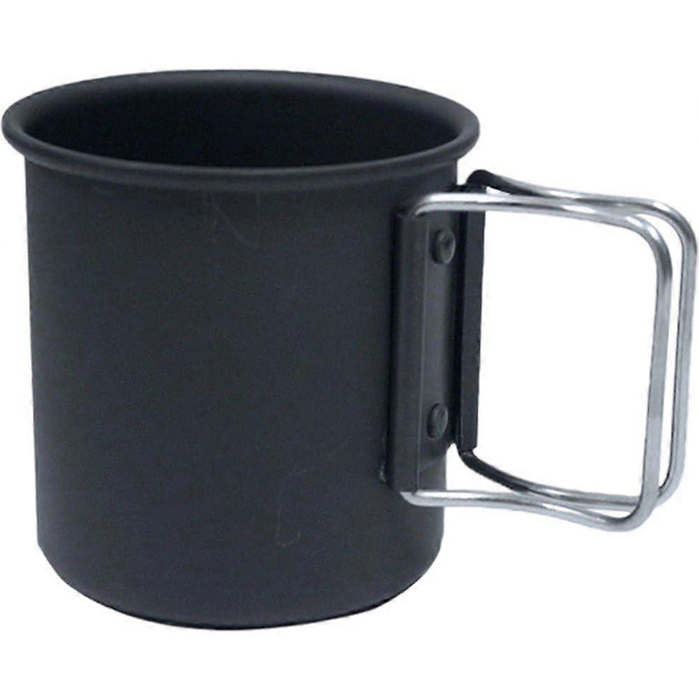 Titanium Camping Mug with Foldable Handle and Measurement Marks Ultralight Travel Coffee Cup