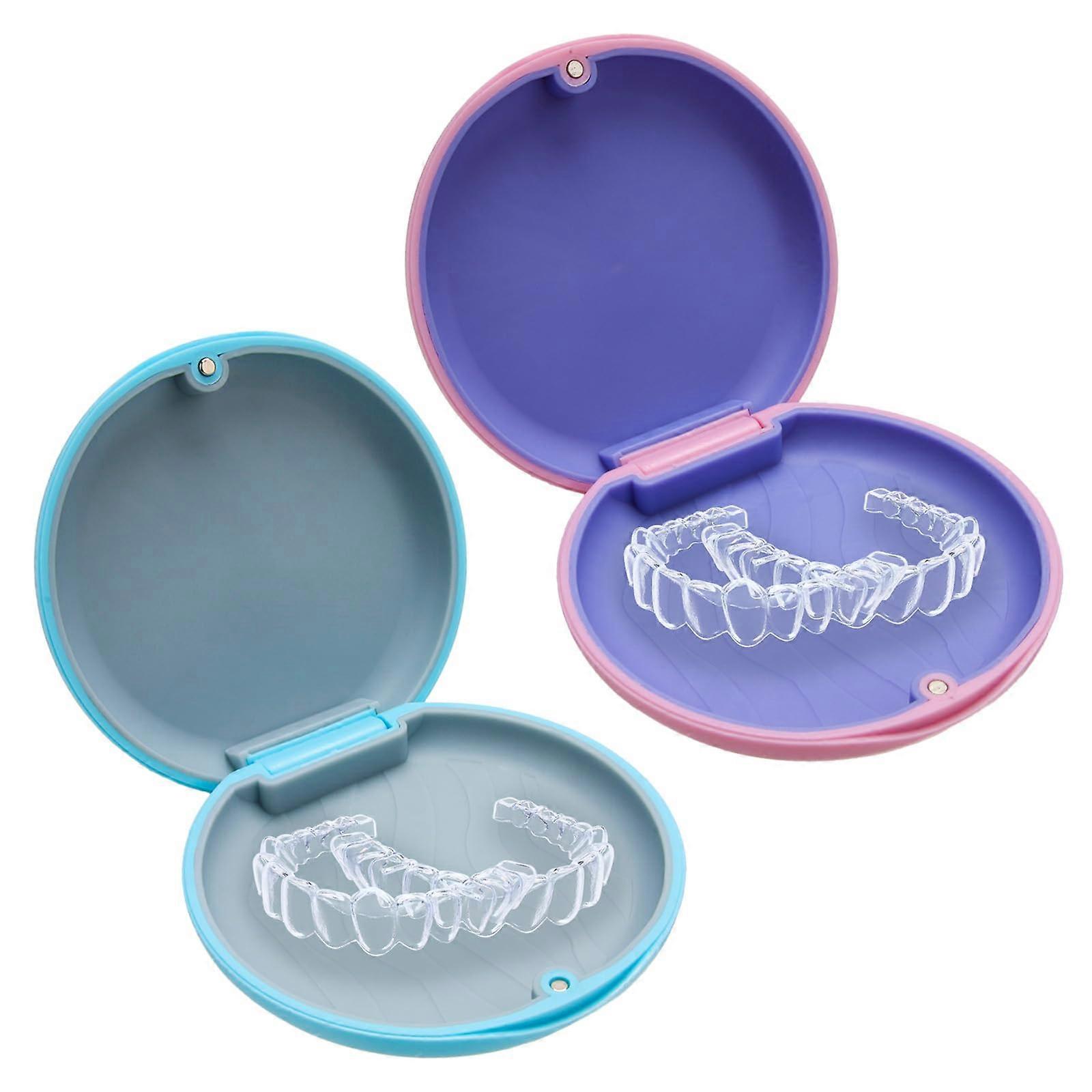 2Pcs Retainer Case with Magnetic Lock Closure, Compact Denture Box for Travel and Compatible with Invisalign