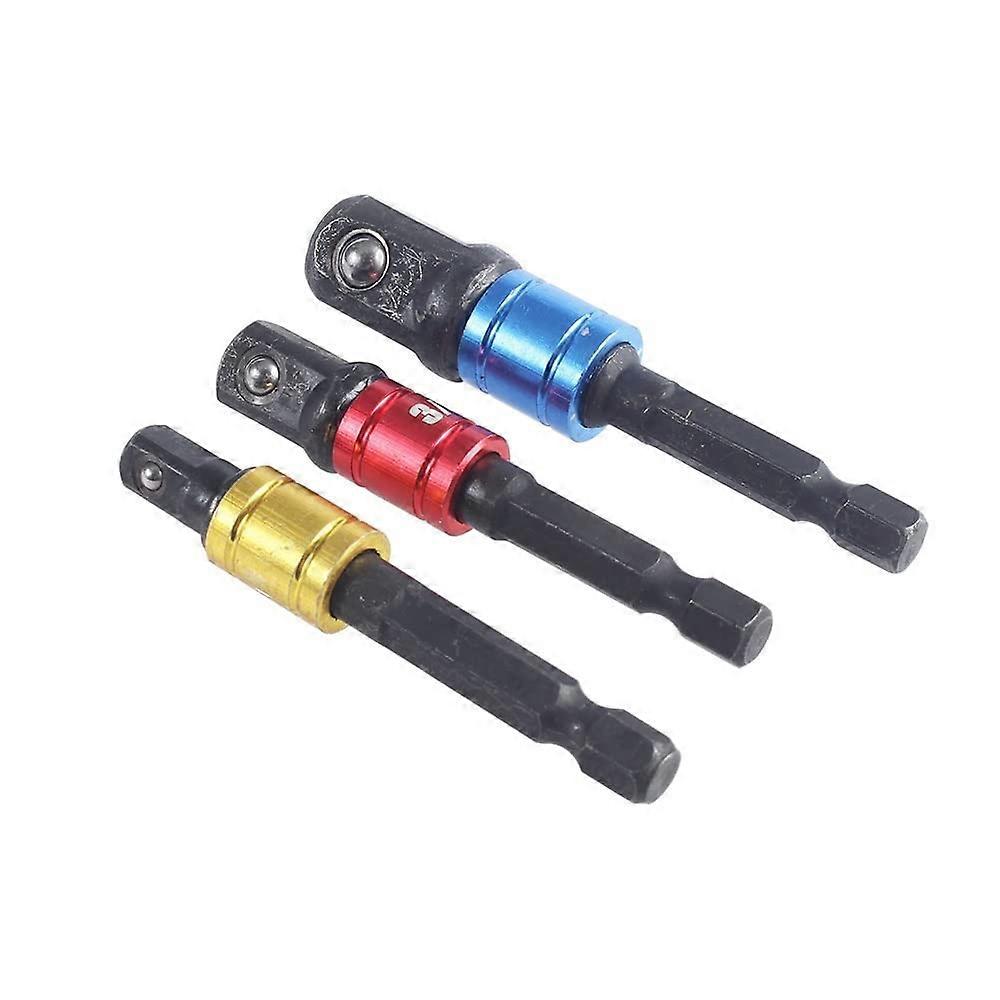 Socket Adapter Set 1/4 3/8 1/2 Hex Shank for Impact Driver Torque Drill Bits 3PCS Black