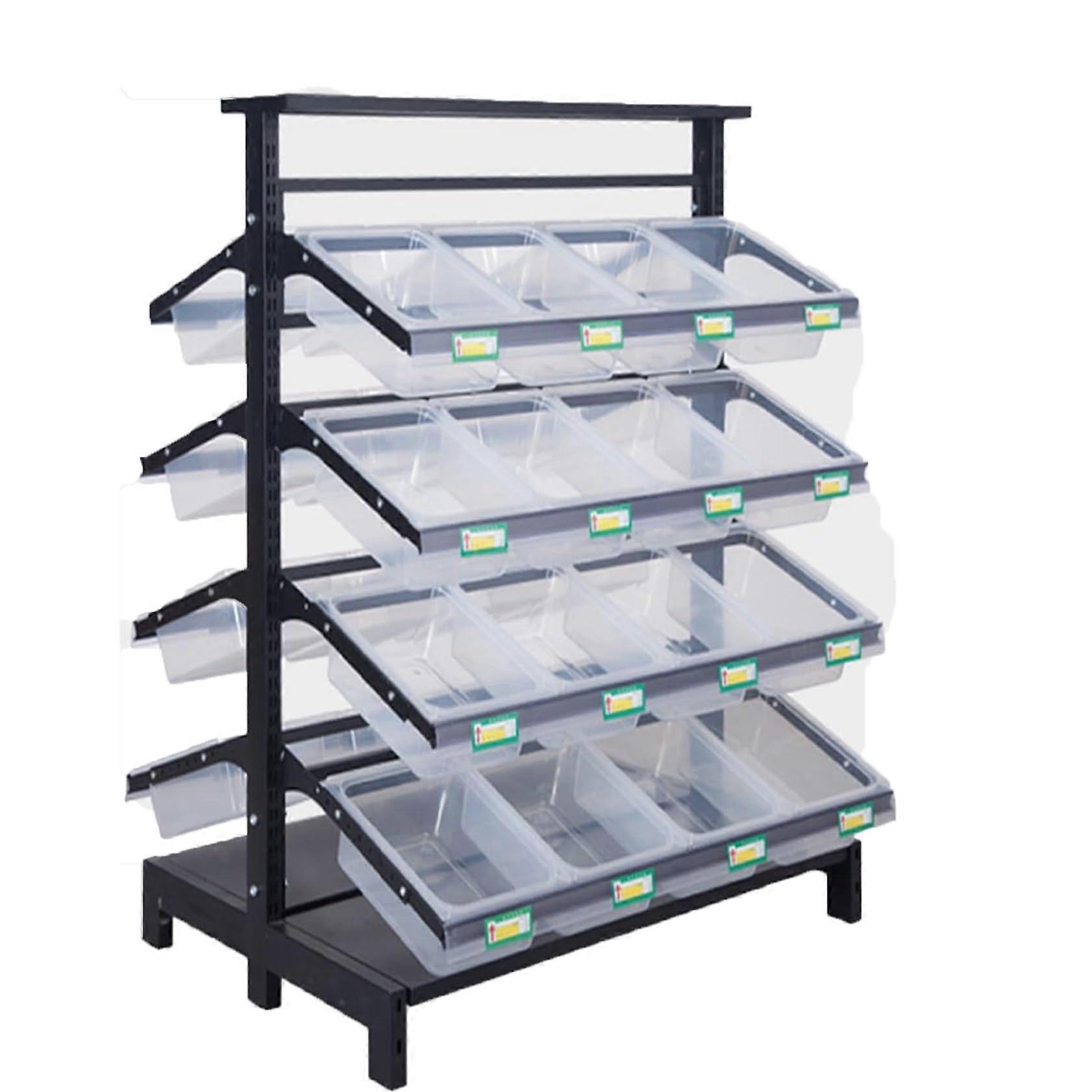 Snack Display Rack, 4 Tier Metal Shelf with Adjustable Height, Large Capacity for Kitchen or Store