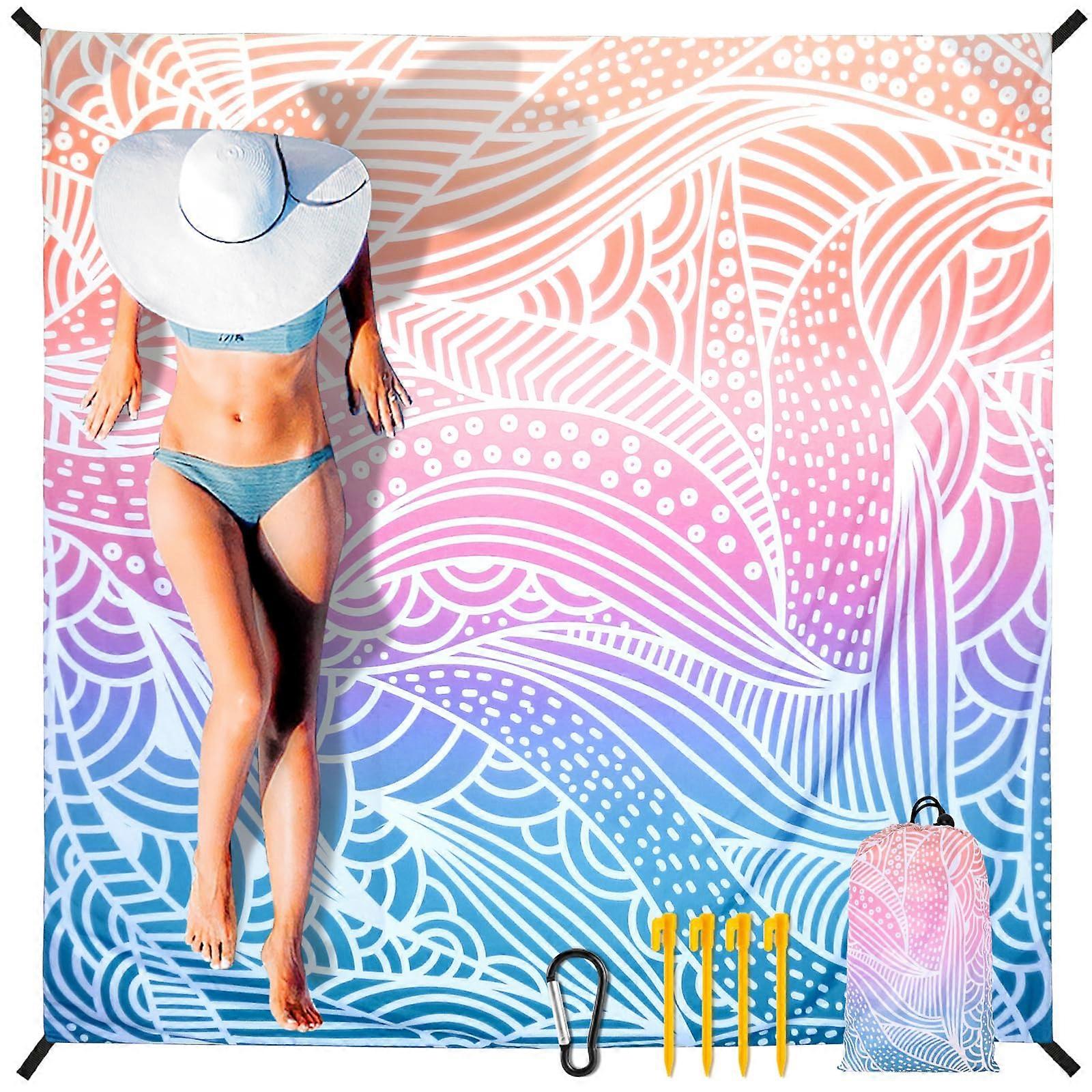 Beach Blanket Waterproof Sandproof Extra Large Outdoor Picnic Mat with Quick Drying Nylon