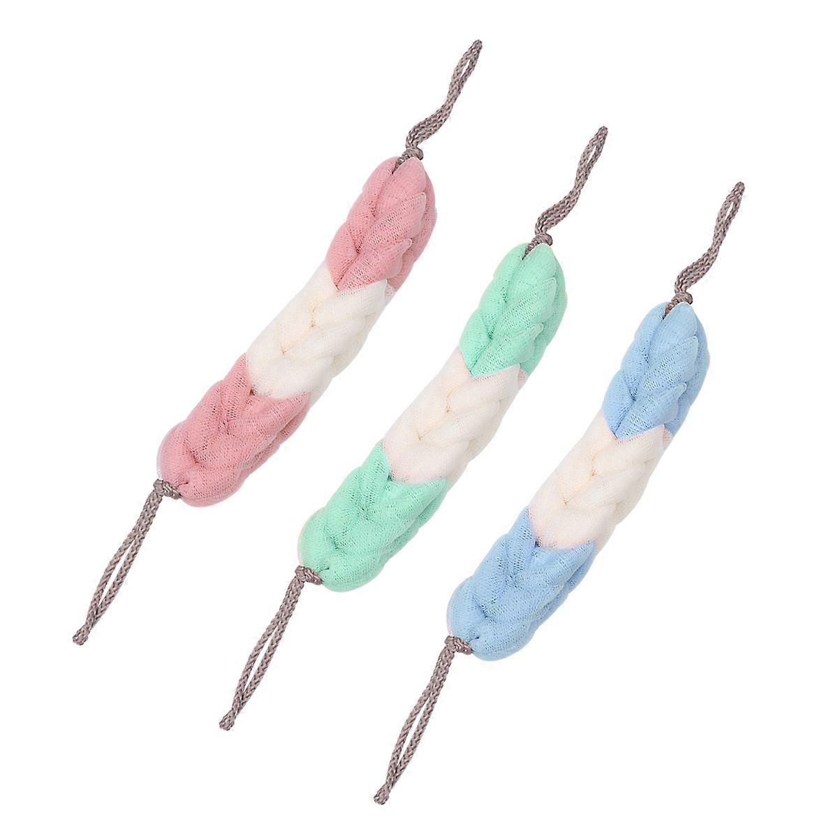 Bath Towel Long Bathing Strips for Cleaning 3Pcs Assorted Color Pe Exfoliators