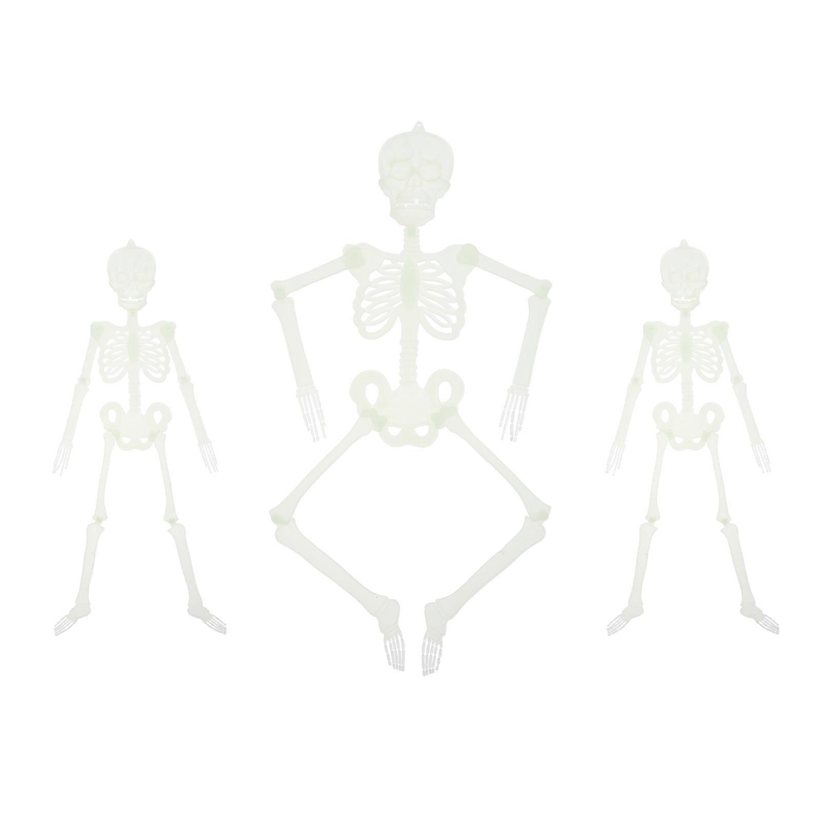 Indoor Halloween Decor Skeleton Pendant Luminous Party Layout Plastic 3Pcs