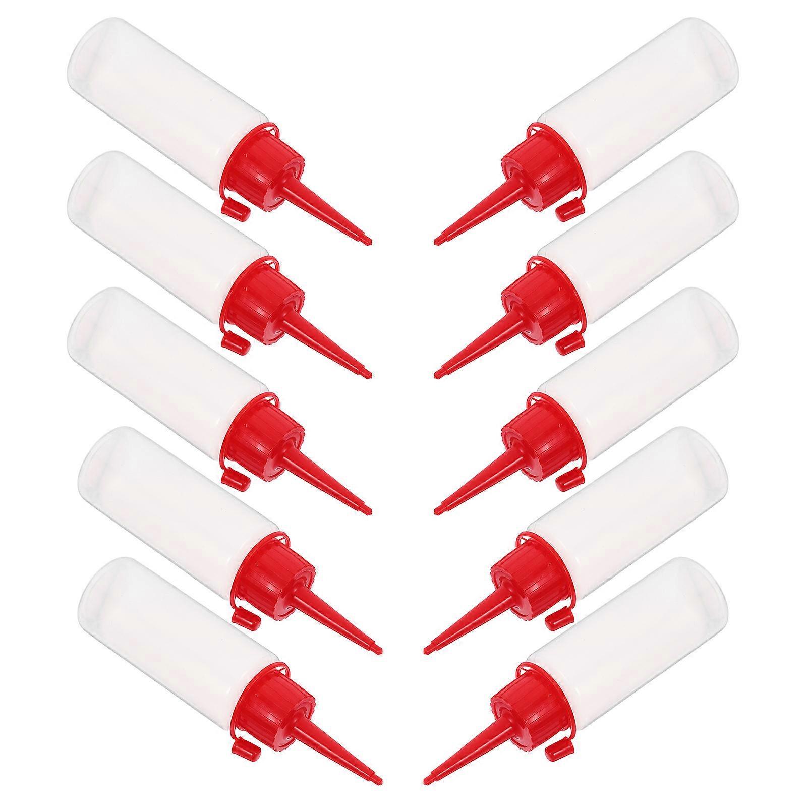 Glue Dispenser Bottle Clear Plastic Bottles with Applicator for Storage 10Pcs
