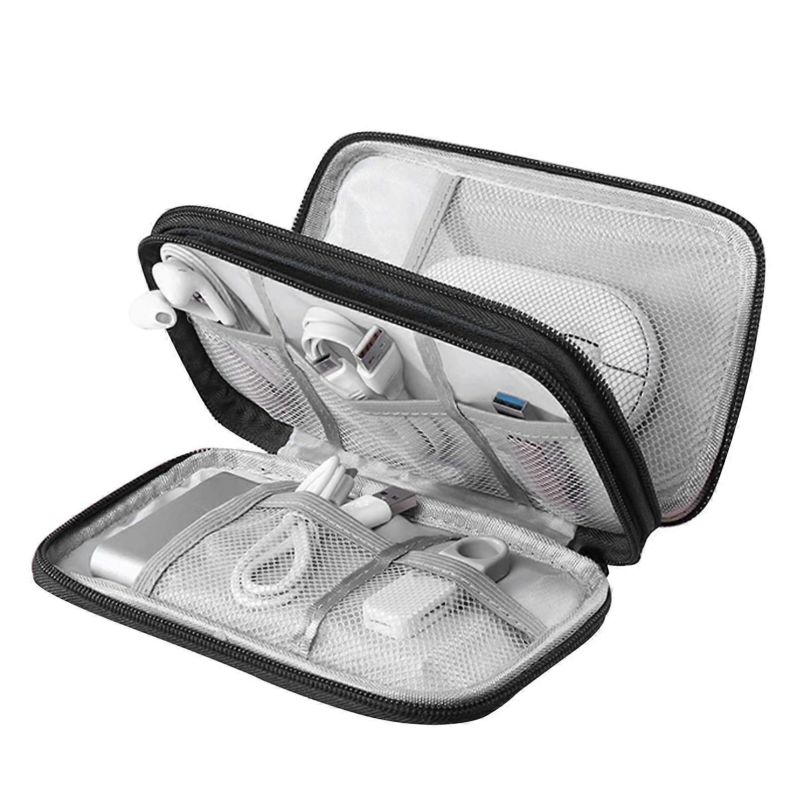 Electronics Organizer Bag Double Layer Waterproof Travel Cable Storage Case with Accessory Compartments