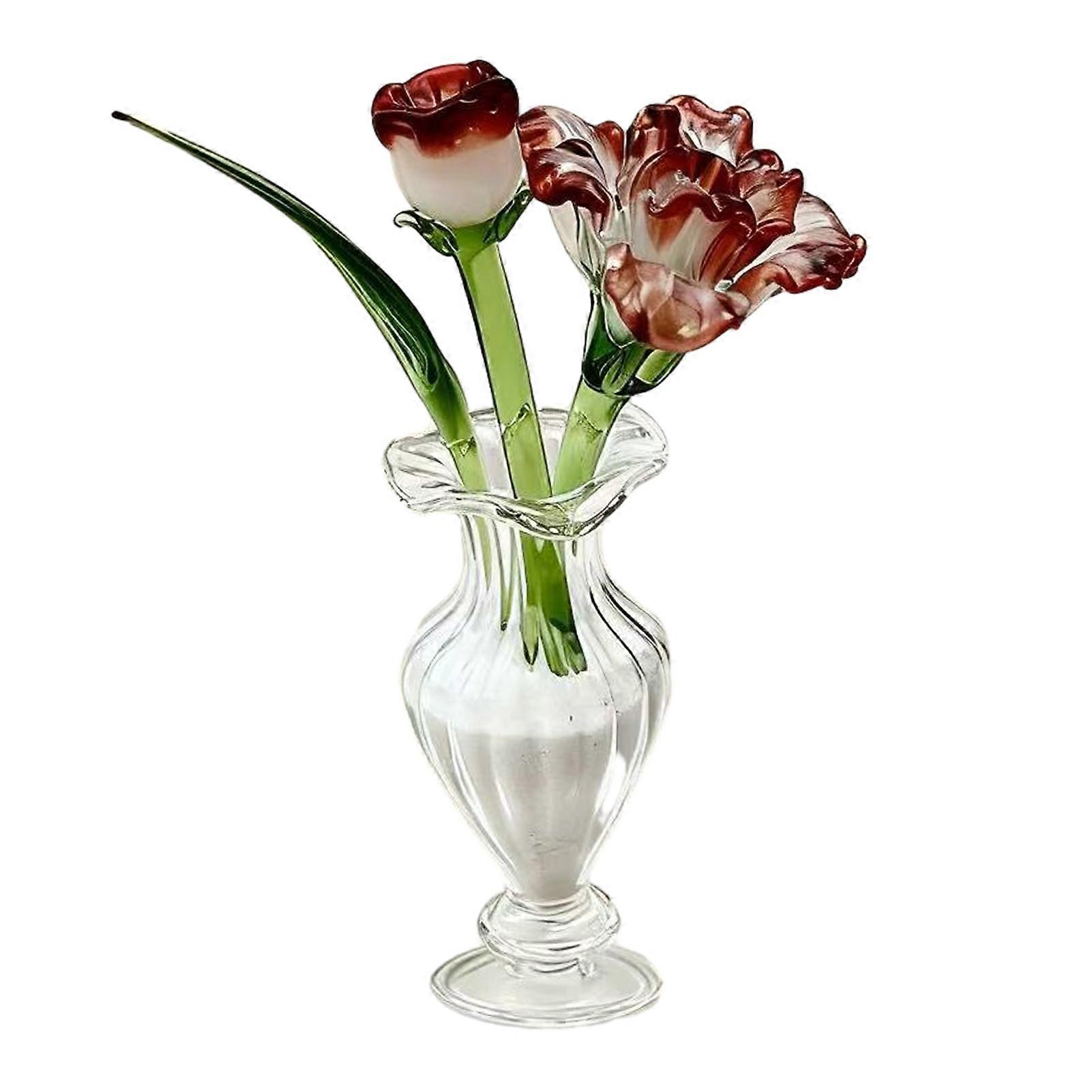 Transparent Glass Flower - for Tabletop - with Crystal