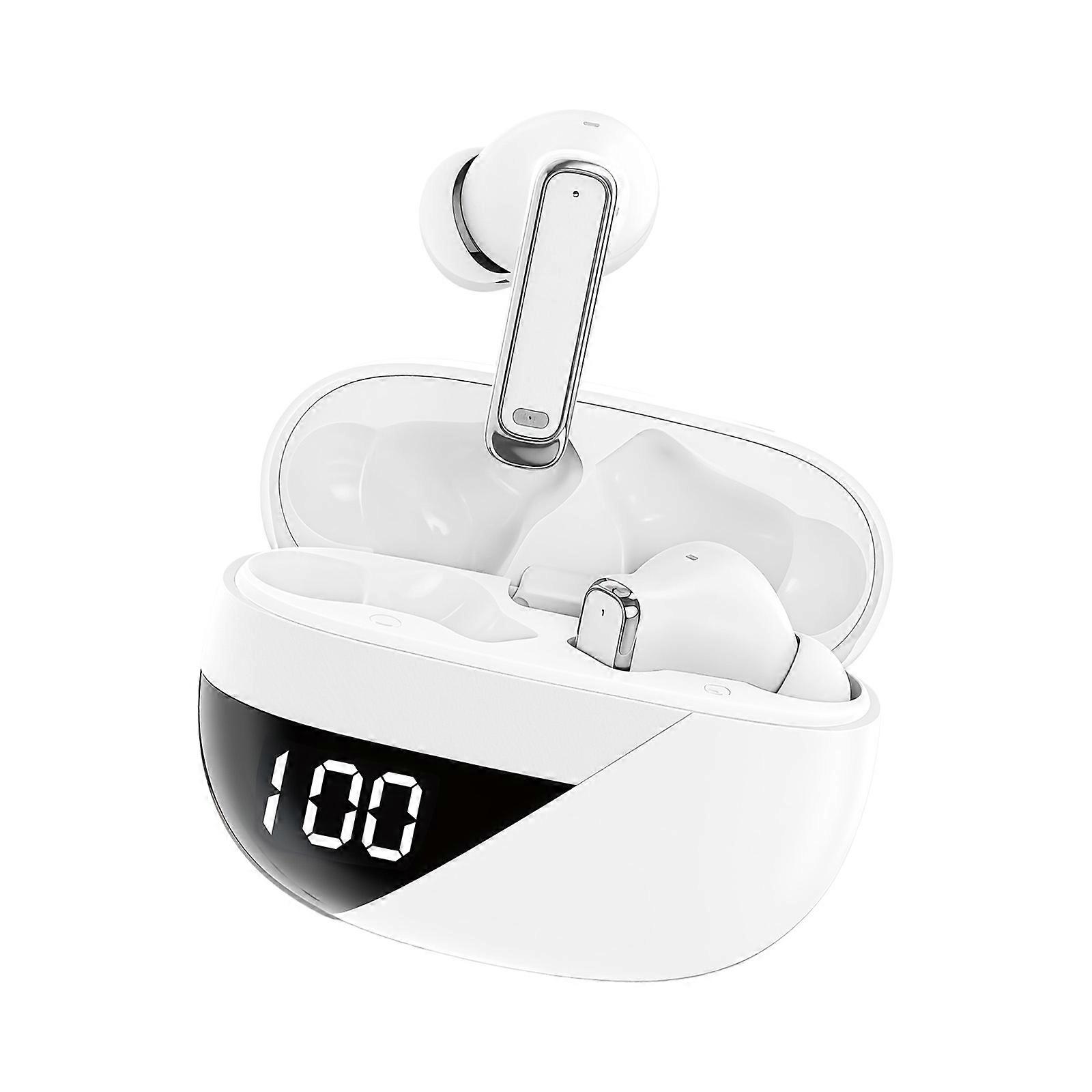 Wireless Bluetooth-compatible Earbuds With Real Time Battery Indicator For Running And Workouts  White