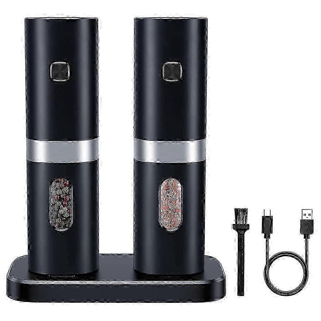 Electric Salt & Pepper Grinder Set - Rechargeable Automatic Mill (2 Pack)