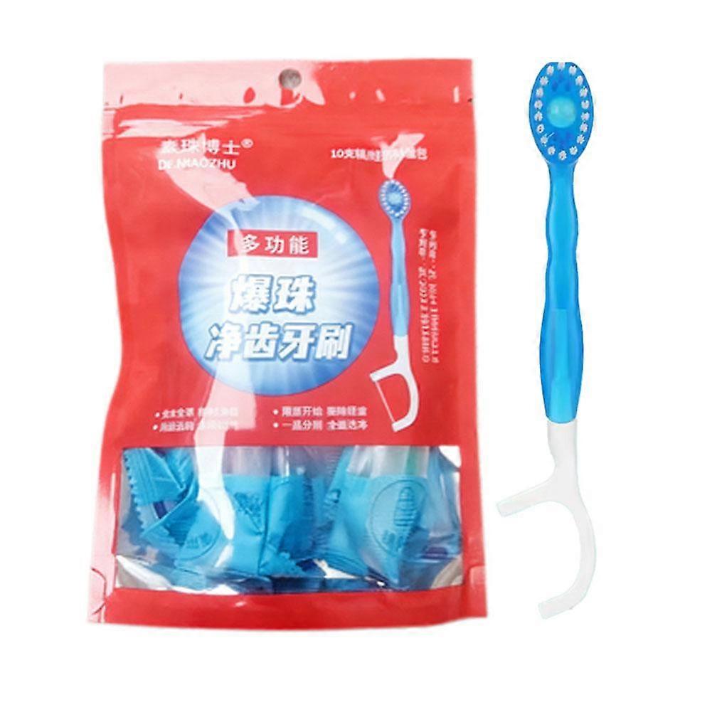 Disposable Burst Bead Toothbrush 10pcs - Red
