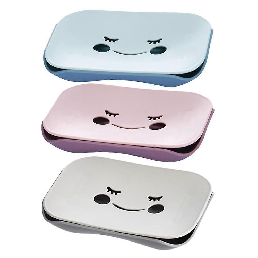 Bathroom Soap Container Double Layers Soap Boxes for Storage 3Pcs