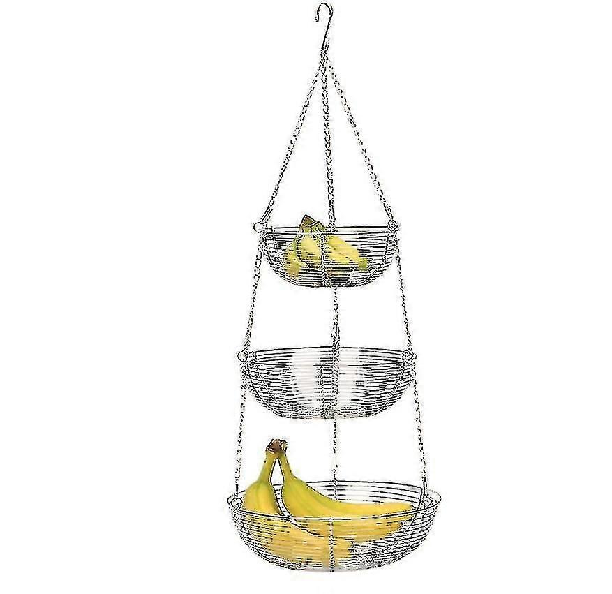Cesta de frutas penduradas de 3 camadas, 30 polegadas