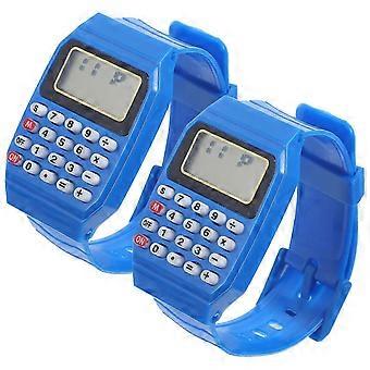 2pcs Watch Type Calculators Portable Calculating Watch Wrist Geometric Operation Watch Birthday Gift for Kids Red