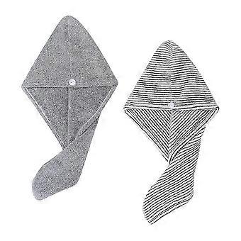 Quick-Dry Bamboo Charcoal Fiber Hair Drying Caps, 2-Pack  Soft Coral Fleece, Reduces Frizz, for Home, Travel, Salon