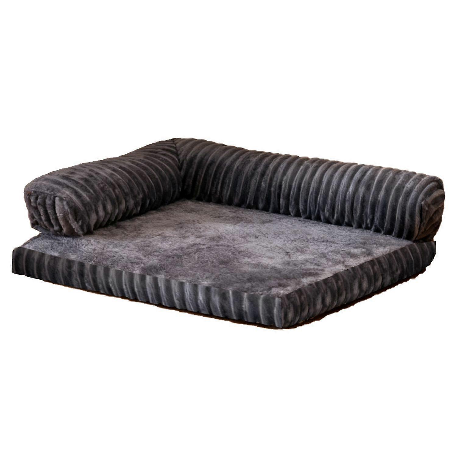 Cozy Dog Bed with Backrest, Wave Pattern, Removable Cover