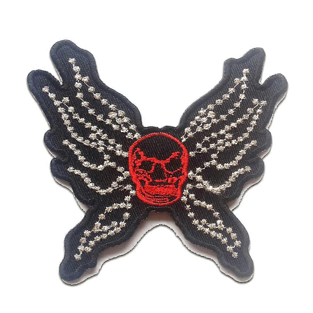 Patch / Iron-on Patch - Butterfly Skull - Svart - 8,3 x 7,5 cm - Patch