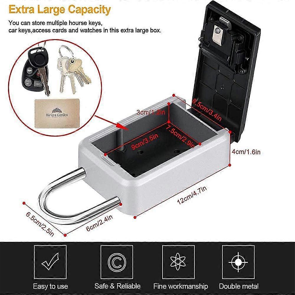 Portable 4-digit combination key box Resettable code Weatherproof Hang or wall