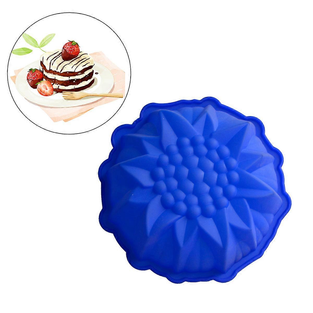 Blue Sunflower Silicone Cake Mold for Baking Use Round Shape