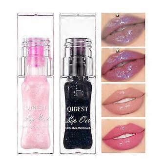 Color Changing Lip Oil Set with Magic Formula and Long Lasting Hydration, Pink and Black Glitter
