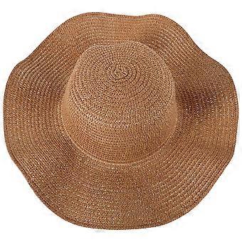 Strohhut mit breiter Krempe, Blumenmuster, handgewebt, Sonnenschutz für Damen