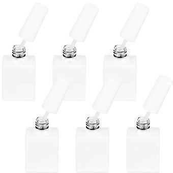 Empty Nail Polish Bottles with Brush for DIY Use 6Pcs White Glass Containers