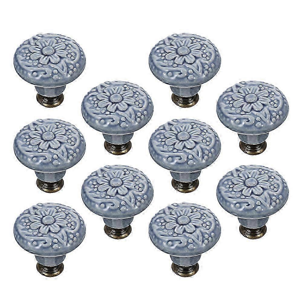 Blue Ceramic Cabinet Door Knobs compatible with Pulling 10Pcs Creative Handle Set