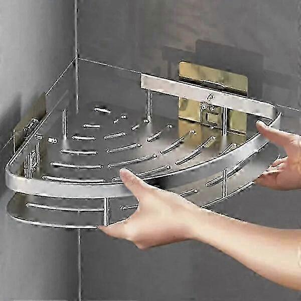 Wall-mounted shower corner rack, single-layer design, a multi-functional storage helper