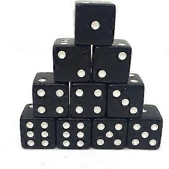 Pack de 10 Dados Acrílicos de Esquina Cuadrada de 16mm Dados de Seis Caras Dados de Casino (Negro) - DD01