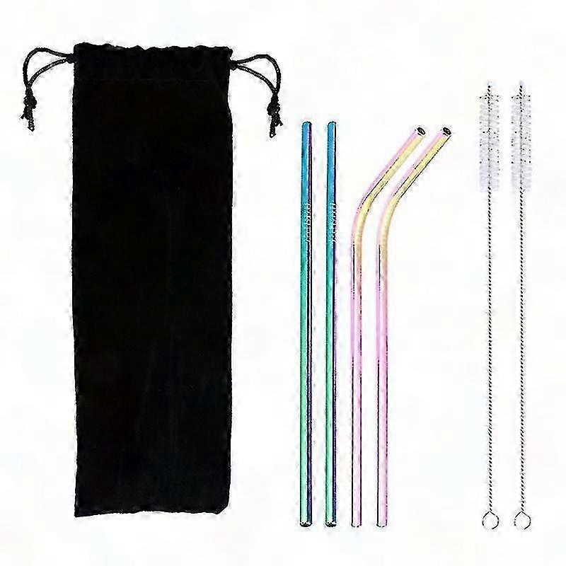 7pcs Straight and Curved Reusable Straws for Drinks