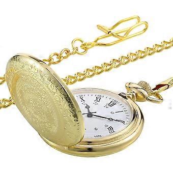 Vintage fickur guld stål herrklocka med kedja för fars dag