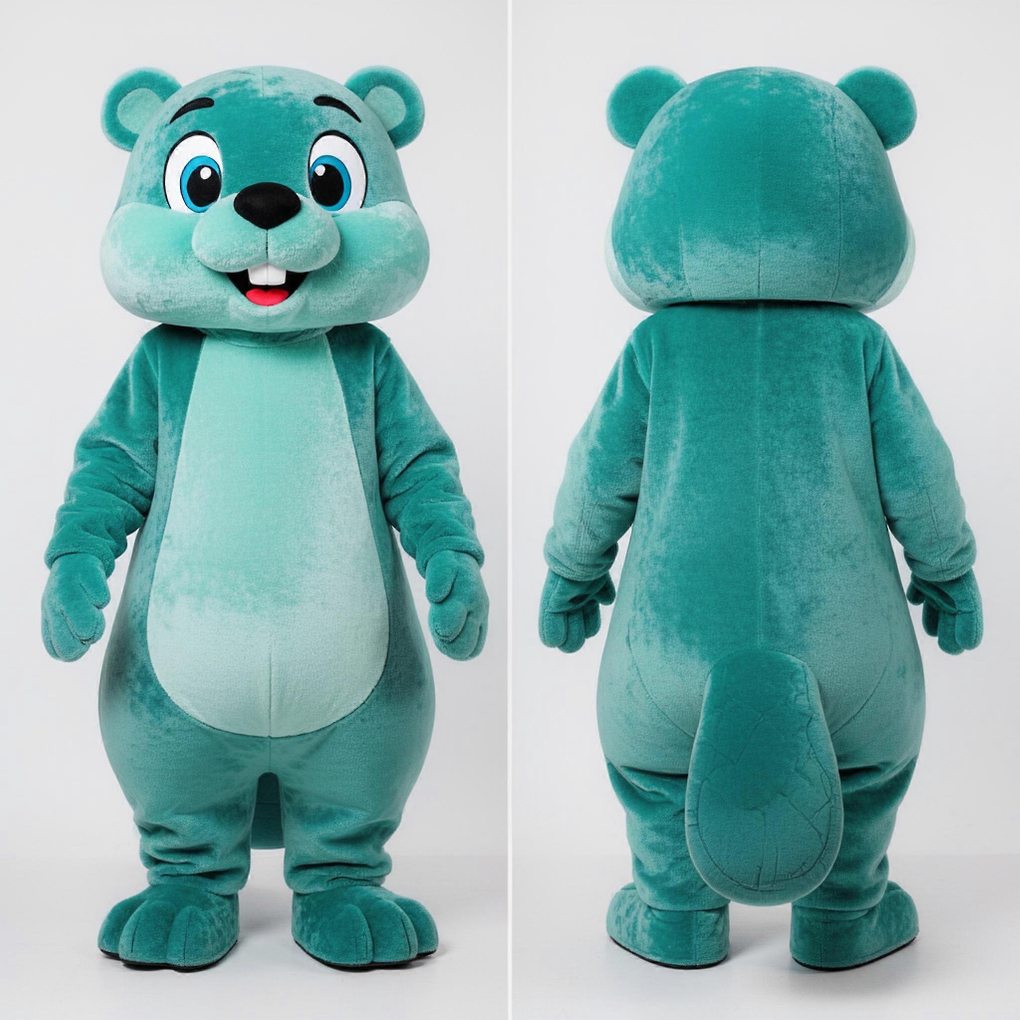 MASTICOT Teal Cartoon Beaver Mascot