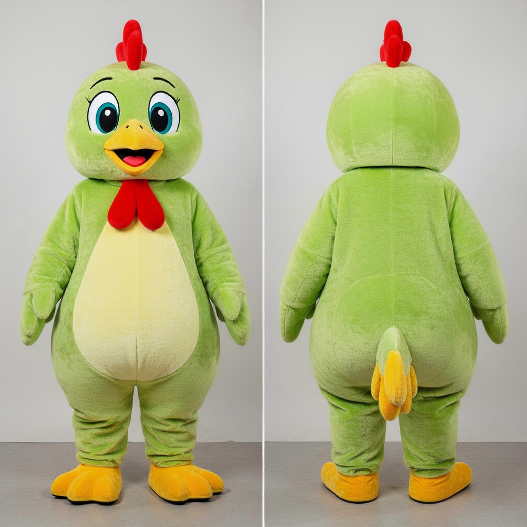 MASTICOT Lime Green Rounded Chicken Mascot