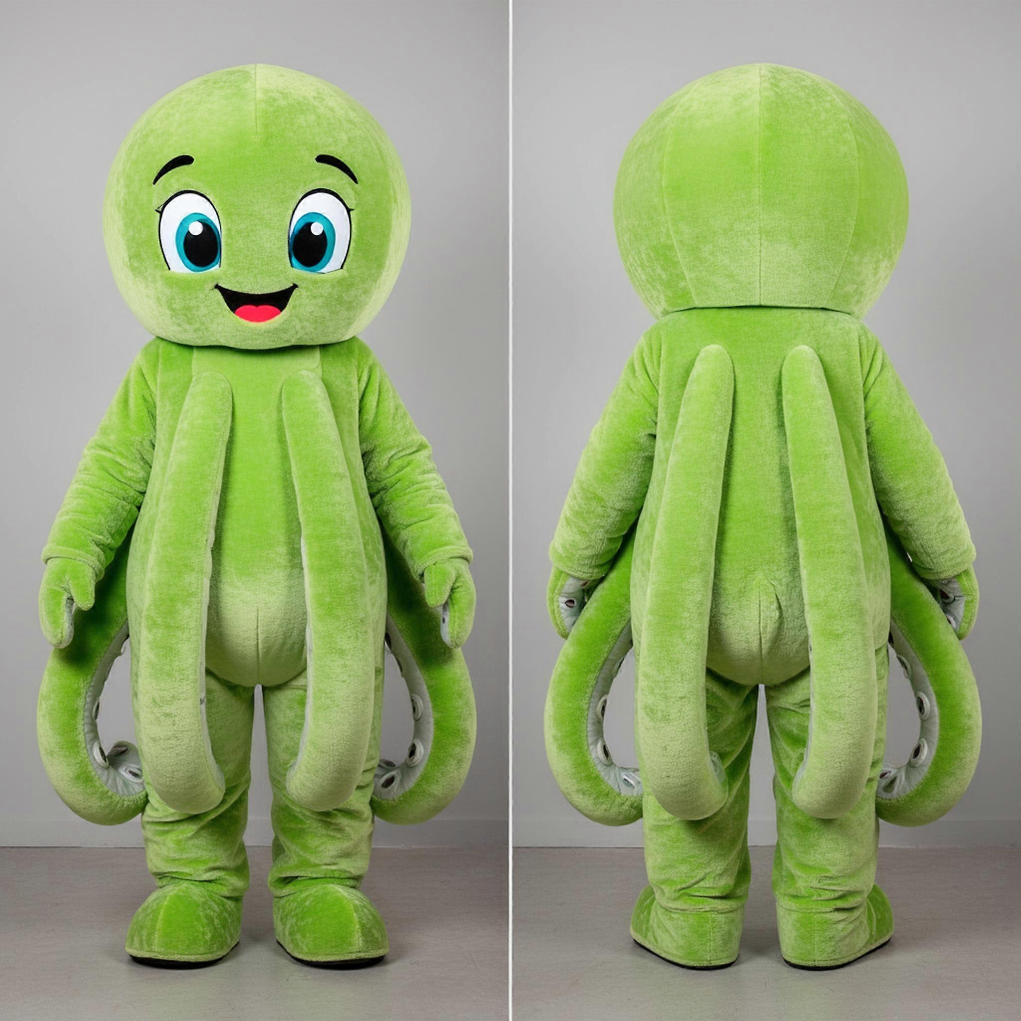 MASTICOT Lime Green Curly Limbed Octopus Mascot