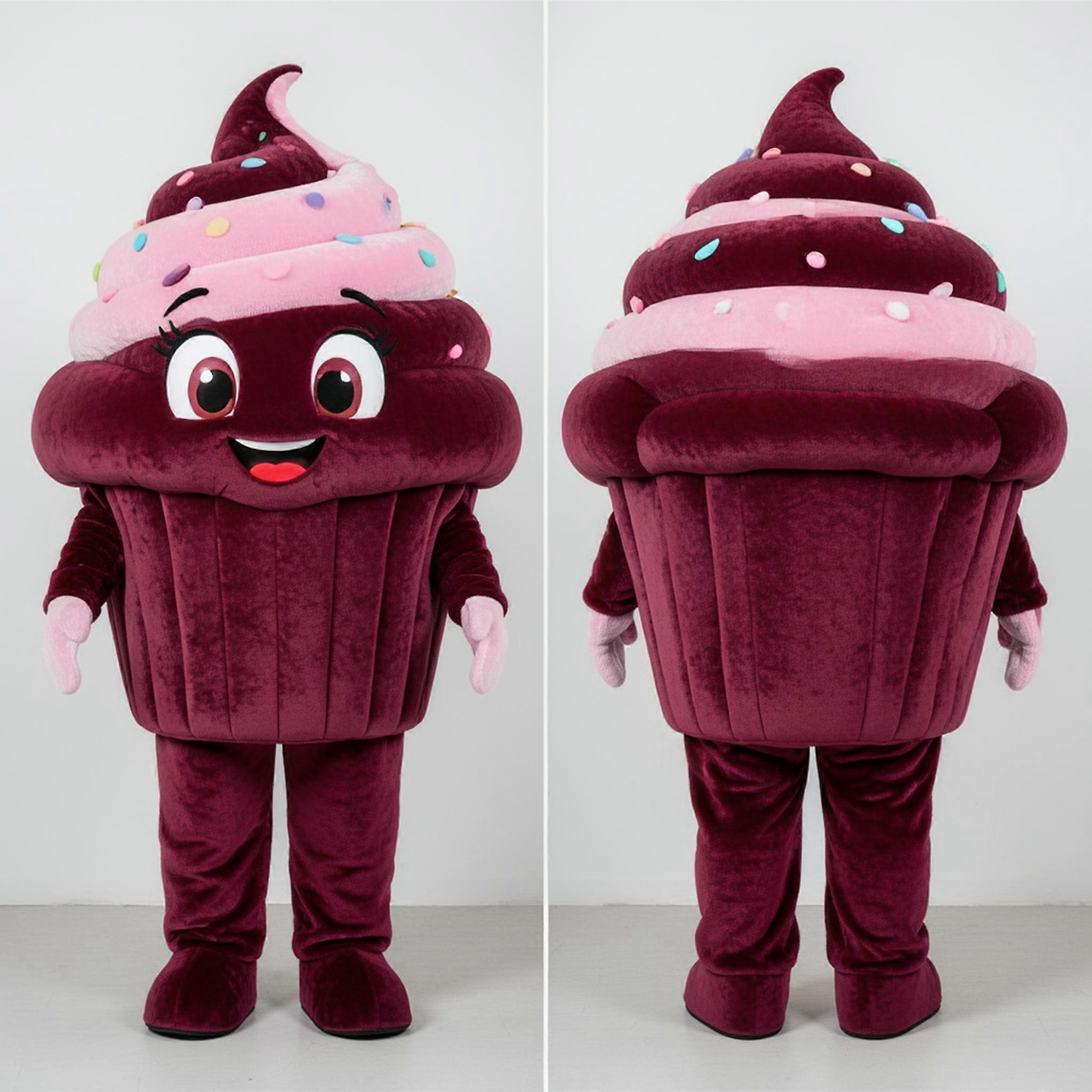 MASTICOT Maroon Velvety Cupcake Mascot